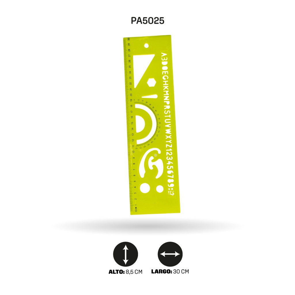 REGLA AH ROYAL LETRAS / FIGURAS GEOMETRICAS X 30CM  [PAC2142]