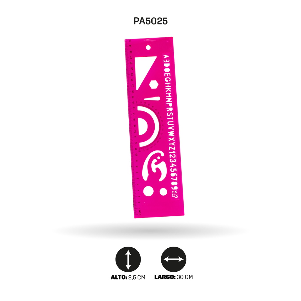 REGLA AH ROYAL LETRAS / FIGURAS GEOMETRICAS X 30CM  [PAC2142]