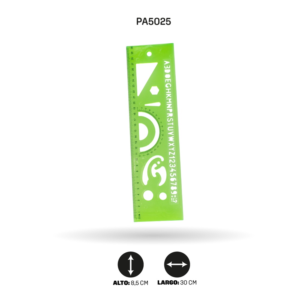 REGLA AH ROYAL LETRAS / FIGURAS GEOMETRICAS X 30CM  [PAC2142]