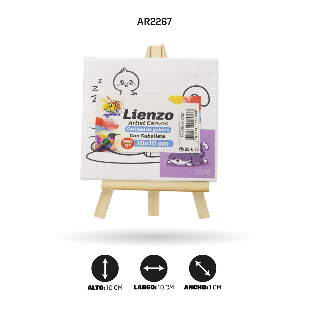 LIENZO ESTAMPADO  10x10CM CABALLETE 9 MOTIVOS [PAC4832-2267]