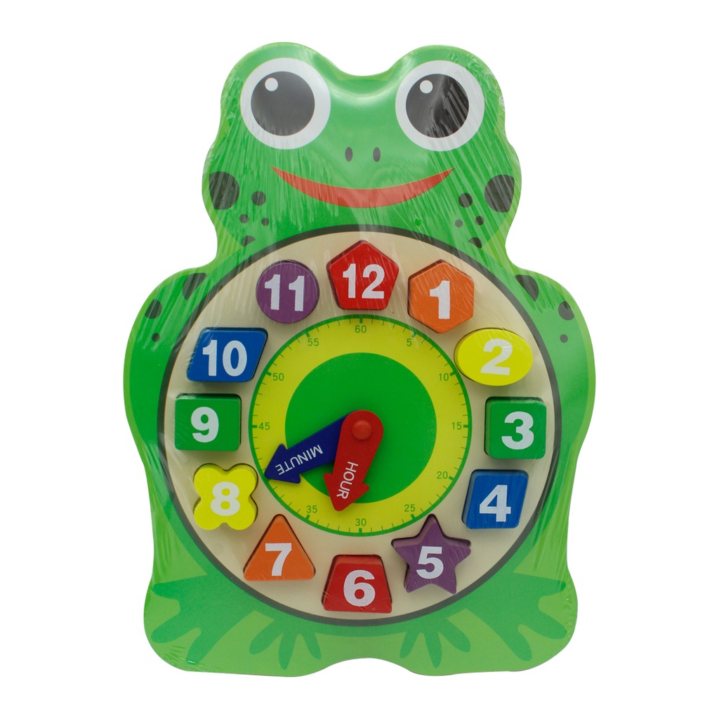 RELOJ DE BLOQUES DE CONSTRUCCIÓN  FIGURA RANA Y BÚHO [1970-190]