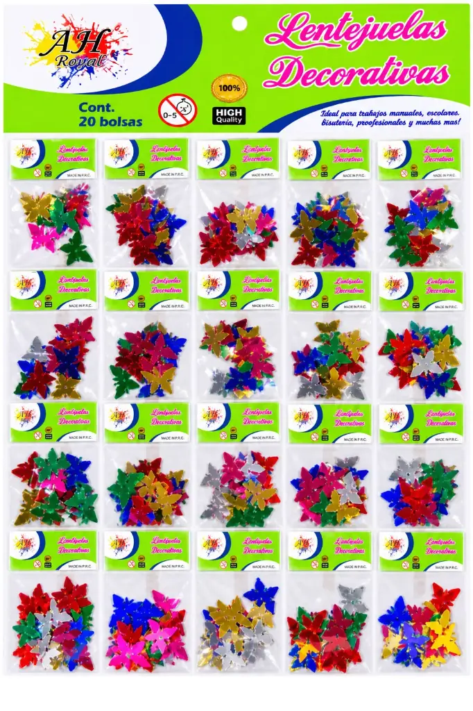 LENTEJUELAS AH ROYAL MARIPOSA SET X 20 UNDS [PAC70260-3806]