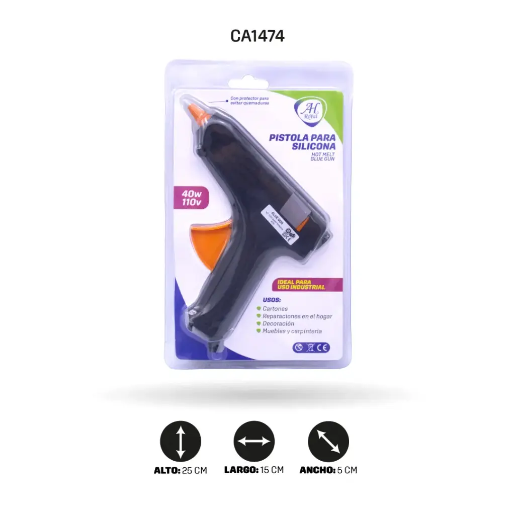 PISTOLA DE SILICONA AHROYAL GRANDE CAJA X 48 UNDS [PAC20518-1474]