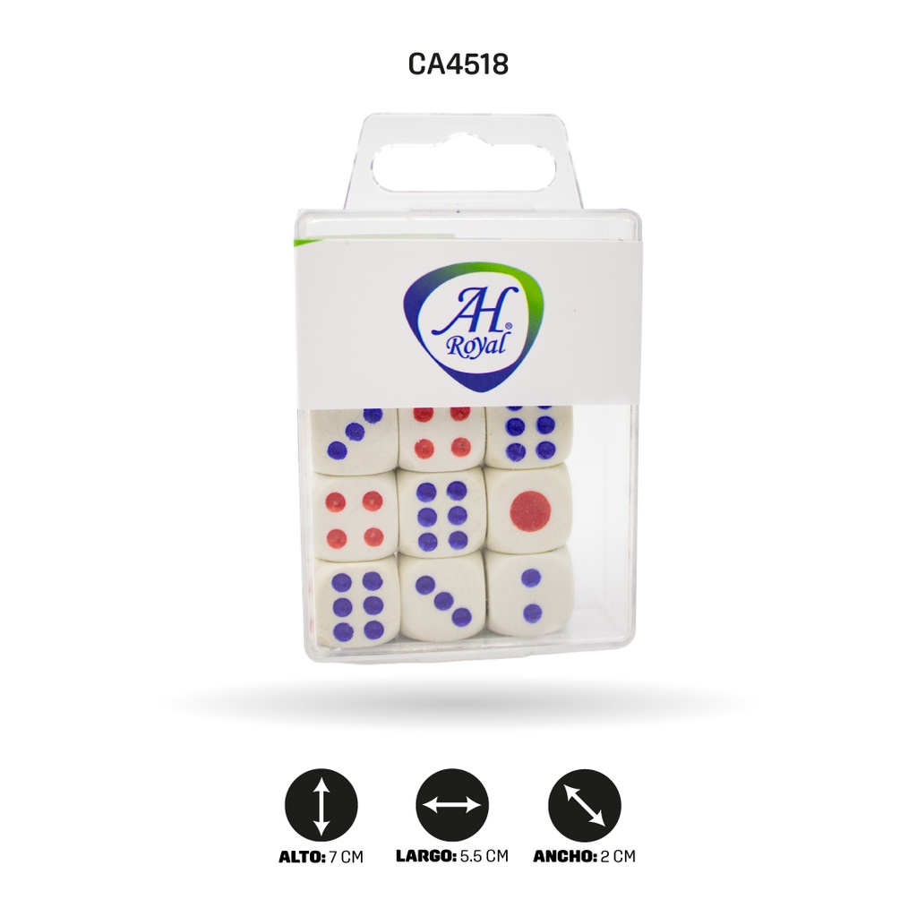 DADOS AH ROYAL 15MM EN BLISTER ACRILICO[PAC4402-4518]