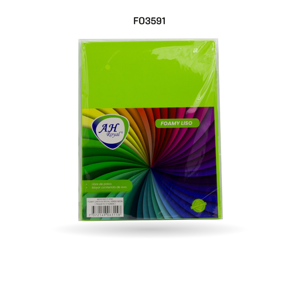 FOAMY CARTA AH ROYAL VERDE NEON X 10 UNDS [AH10102315]