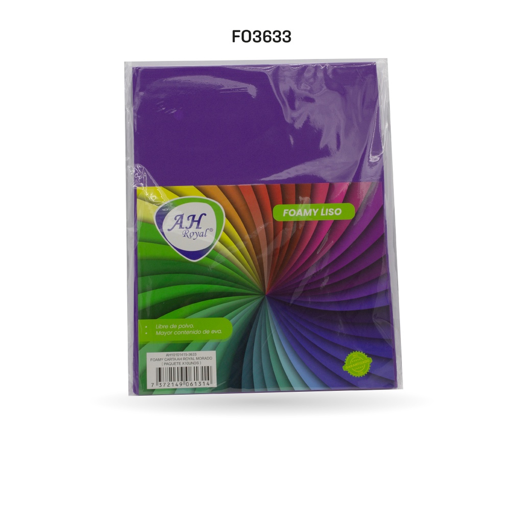 FOAMY CARTA AH ROYAL MORADO  X 10 UNDS [AH10101415-PAC40273-3633]