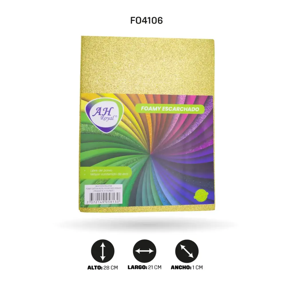 FOAMY CARTA AHROYAL ESCARCHADO DORADO X 10 UNDS [AH11101015-4106-AH11101015-PAC40294-4106]