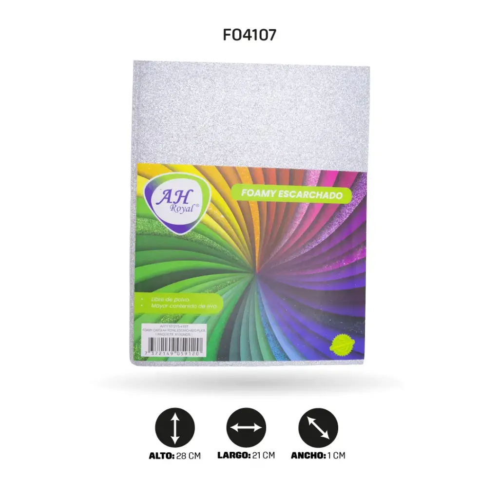 FOAMY CARTA AH ROYAL ESCARCHADO PLATA X 10 UNDS [AH11101215-4107-AH11101215]