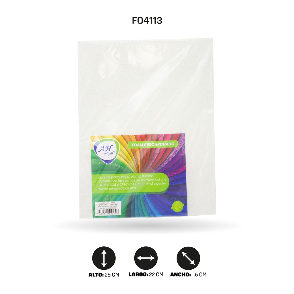 FOAMY CARTA AH ROYAL ESCARCHADO BLANCO X 10 UNDS [AH11100415-4113-AH11100415]