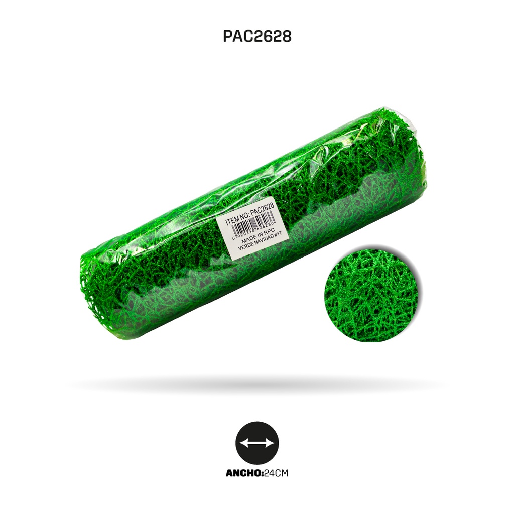 MALLA DE NAVIDAD CON POLVO VERDE NAVIDAD X120 [PAC2628]
