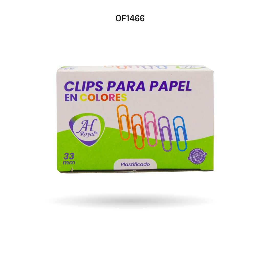 CLIP AH ROYAL DE COLORES 33MM X 75 UNDS APROX . [PAC70598-1466]