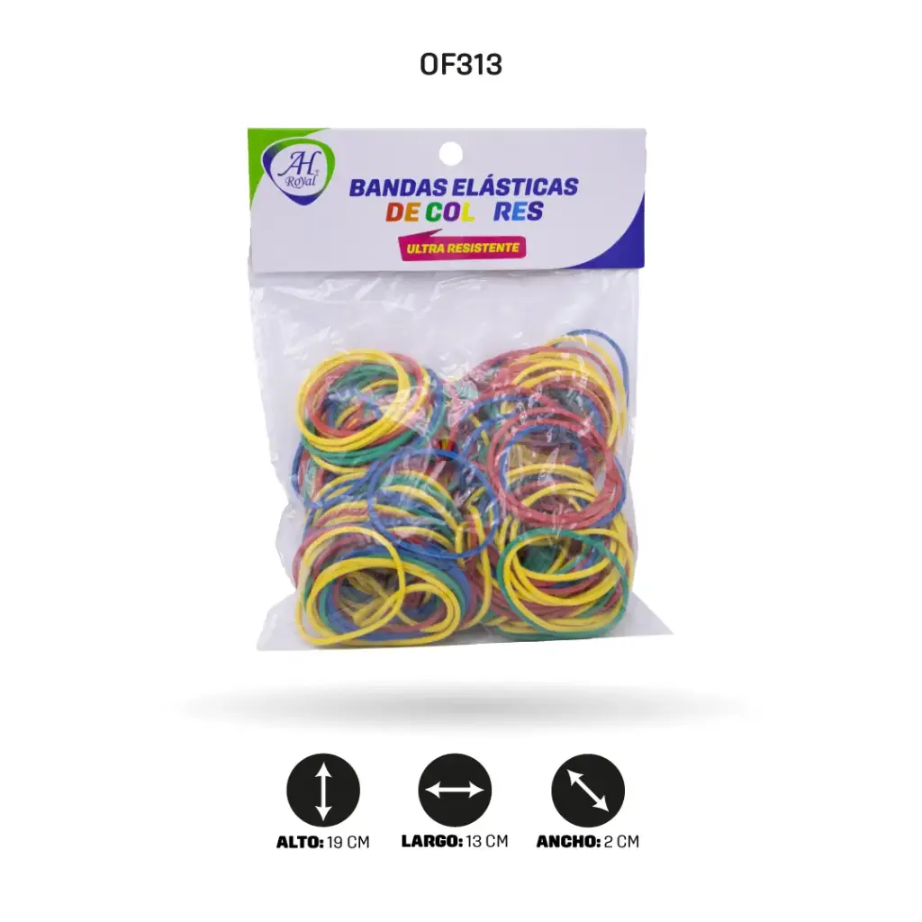 BANDAS DE CAUCHO AH ROYAL EN COLORES BOLSA PEQUEÑA APX 250 [PAC10111-313]