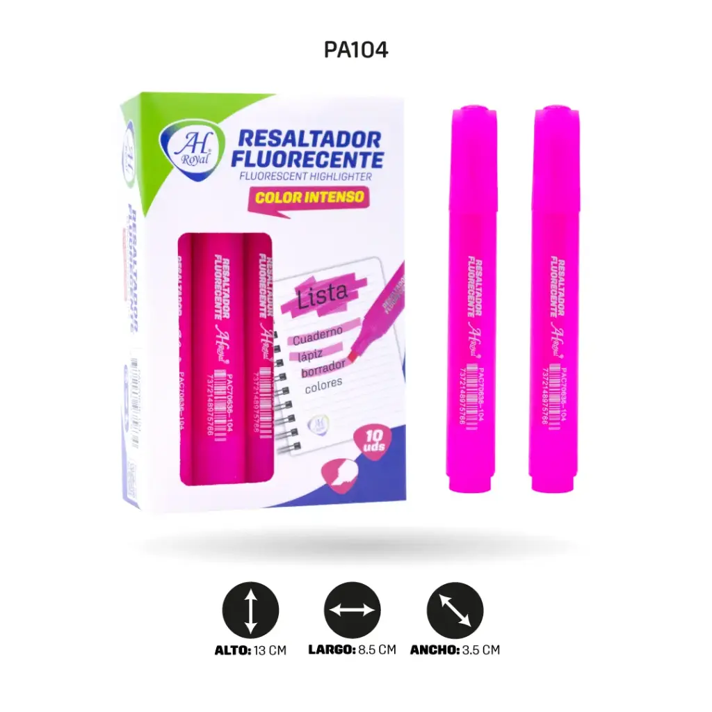 RESALTADOR AHROYAL FUCSIA FLUORESCENTE [PAC70636-104] DISPLAY X 10