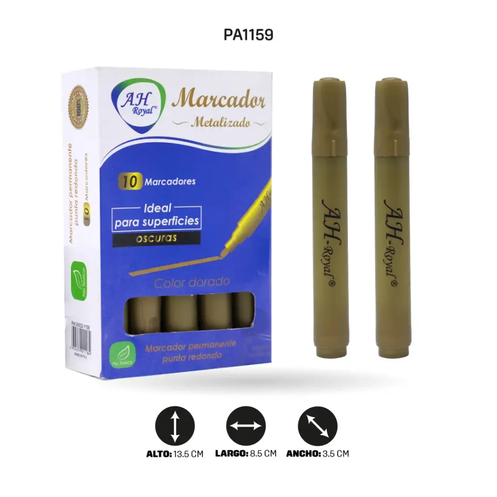 MARCADOR AH ROYAL DORADO METALICO GRUESO [PAC90022-1159] DISPLAY X 10