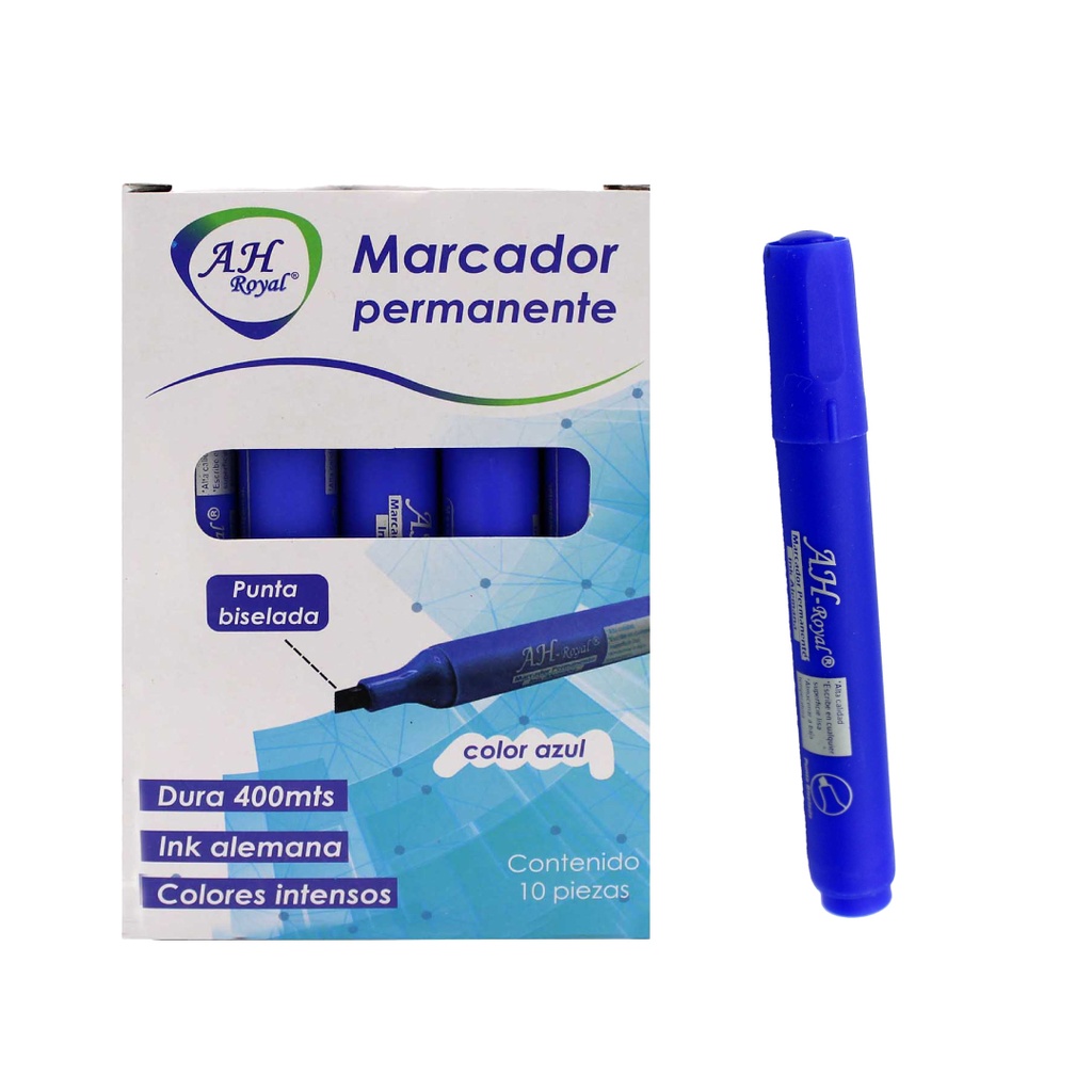MARCADOR AH ROYAL AZUL PERMANENTE BISELADO [PAC70575-2567] DISPLAY X 10