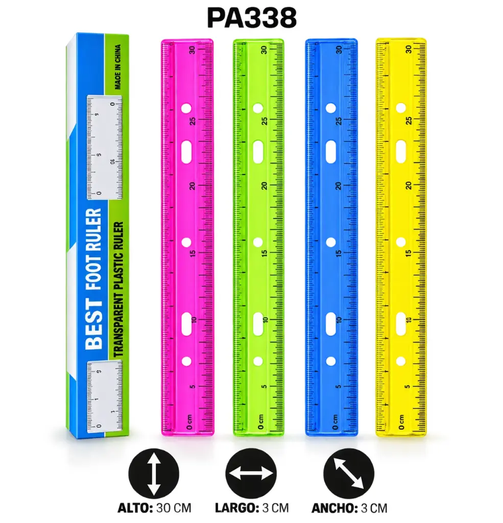 REGLA PLASTICA COLORES SURTIDOS X 30CM DISPLAY X 48 [PAC60013-338-PAC30022-338]