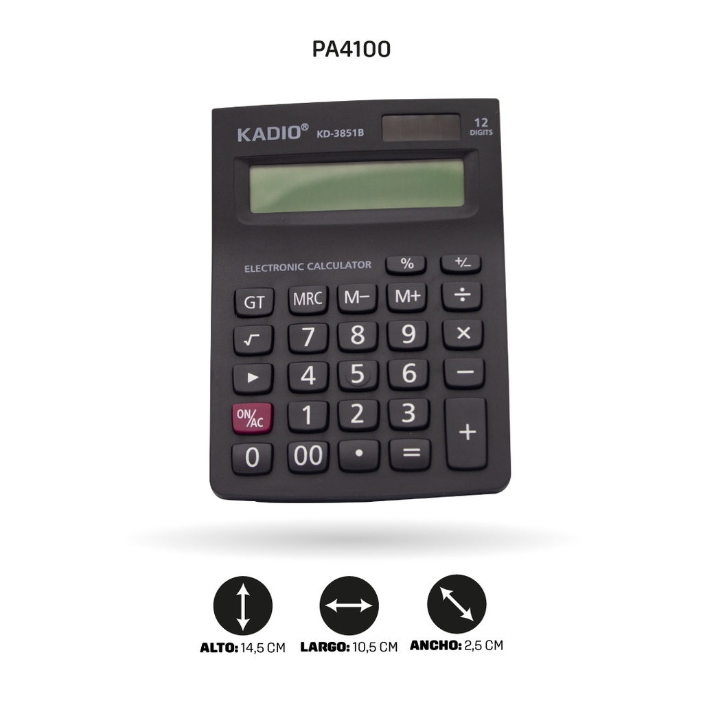 CALCULADORA KADIO KD-3851B / KD-3851B-2 SOLAR 12 DIGITOS [PAC70013-4100]