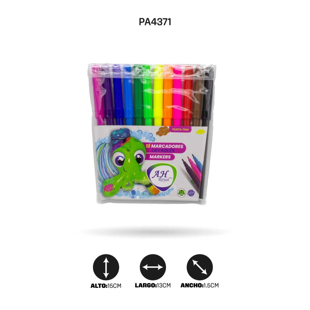PLUMÓN AH ROYAL LAVABLE GRUESO X12 COLORES [PAC70235-4371]