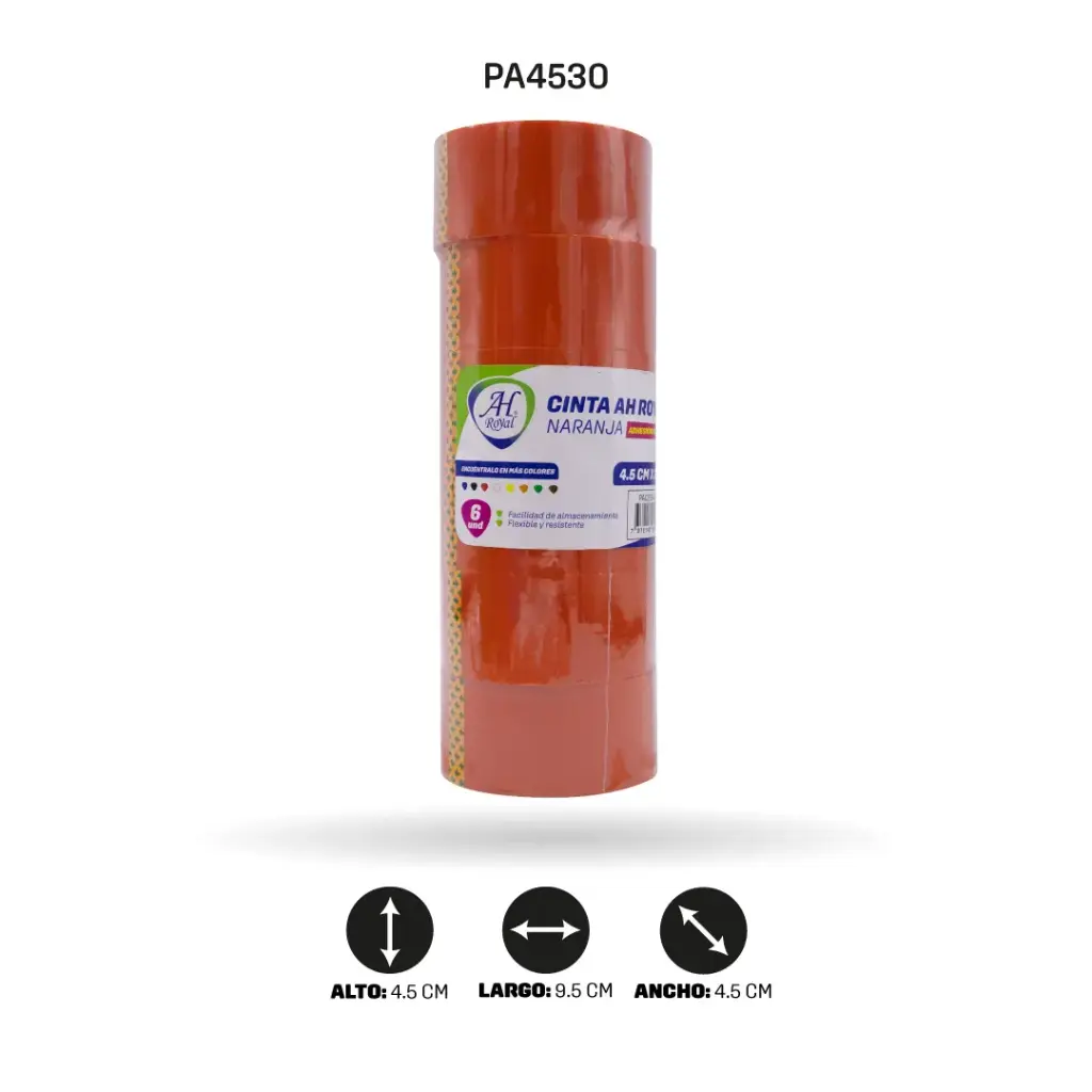 CINTA AH ROYAL NARANJA 4.5 cm x 36 mts (DISPLAY x 6 UND) [PAC2124]