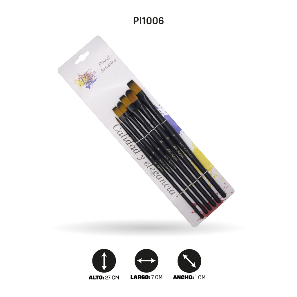 PINCEL AH ROYAL LINEA PREMIUM NEGRO X6 SURTIDO [PAC90353-1006]