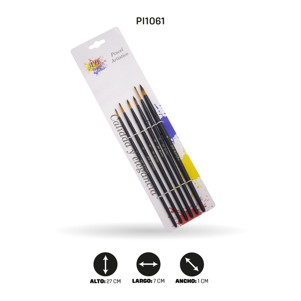 PINCEL AH ROYAL LINEA PREMIUM REDONDO X6 SURTIDO [PAC90359-1061]