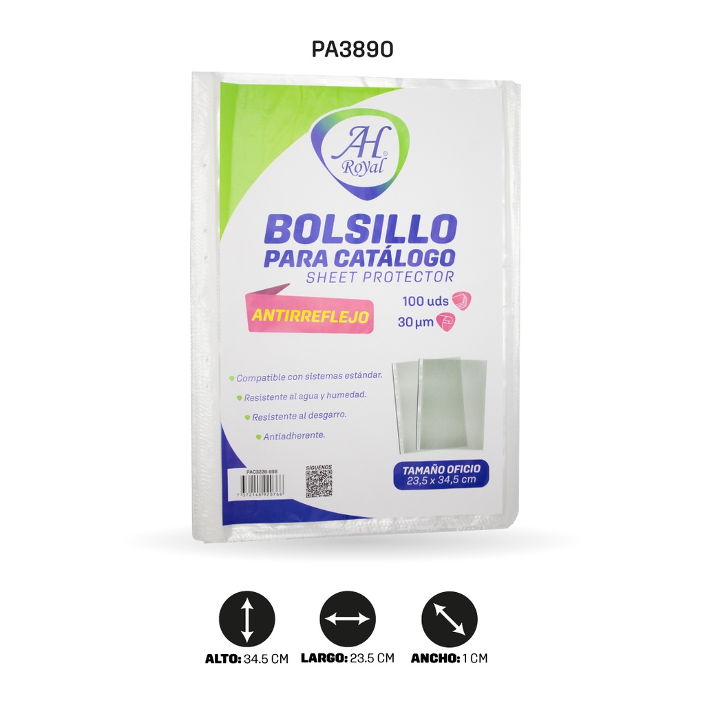 BOLSILLO  CATALOGO AH ROYAL OFICIO 30 µm  DIS X 100 UND [PAC3228-898-PAC90184-898]