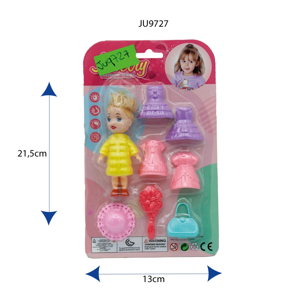 JUEGO DE MUÑECA DE 3,5 PULGADAS ENCARTONADA CON VESTIDOS [688-4]