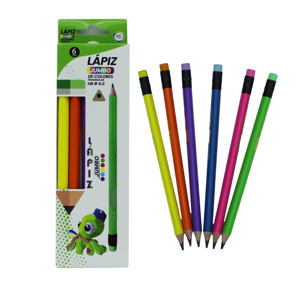 LAPIZ AH ROYAL JUMBO TRIANGULAR 4.MM HB NEON DISPLAY X6 UND [PAC3174]
