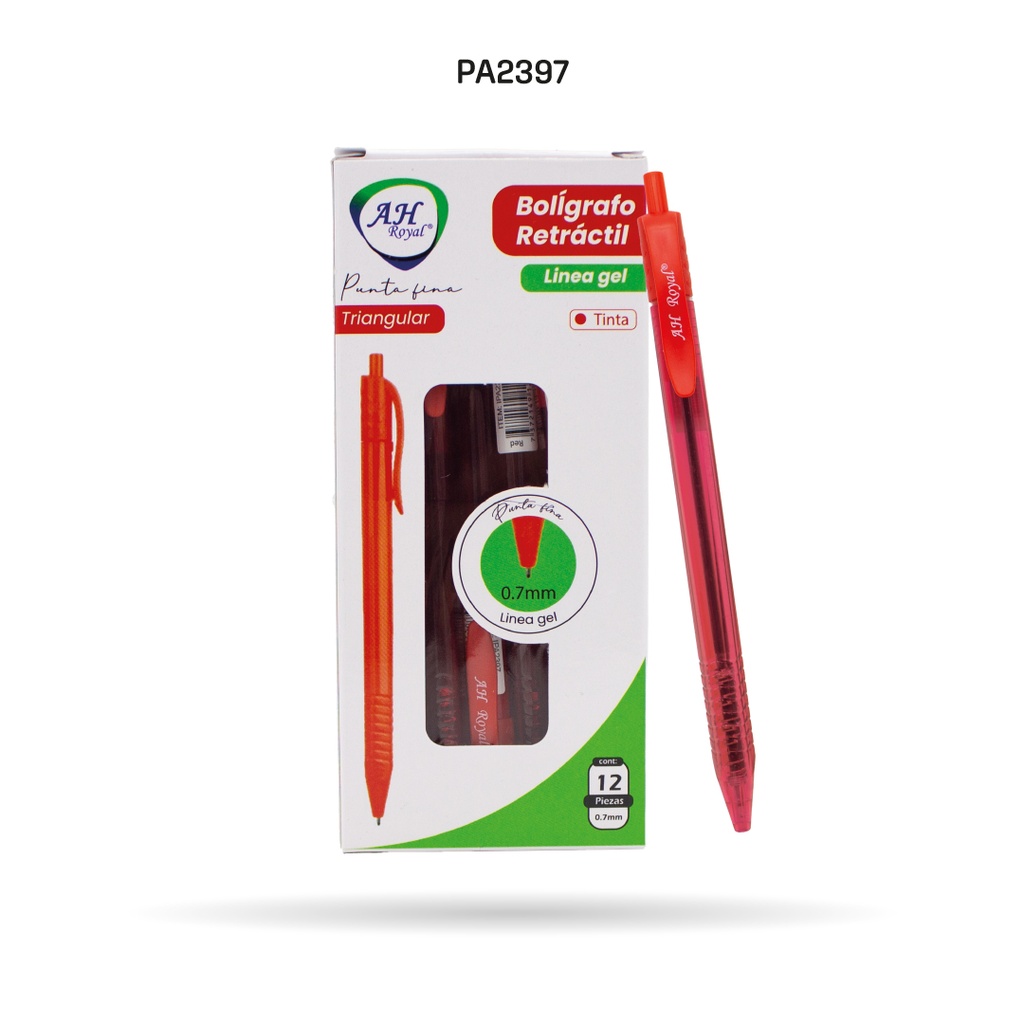 BOLIGRAFO AH ROYAL TRIANGULAR RETRACTIL 07MM ROJO X12UND