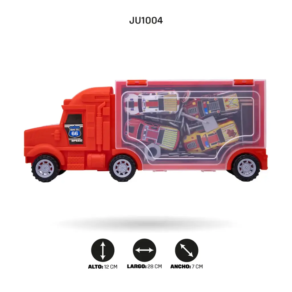 CAMIÓN DE TRANSPORTE BOMBEROS CON 4 VEHICULOS [ABL887-2]