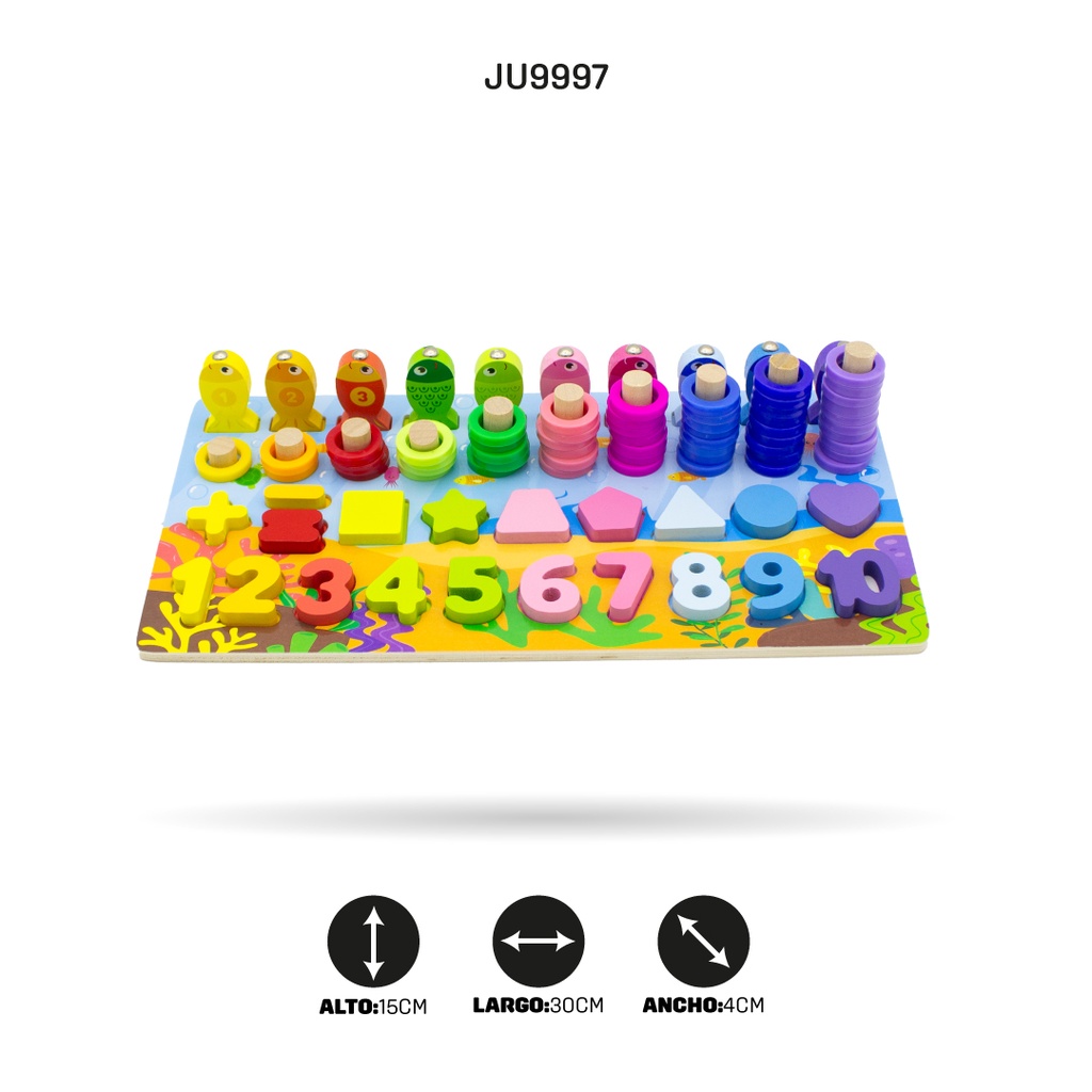 TABLERO DIDACTICO PESCA CON FIGURAS Y NUMEROS SEIS EN UNO [1970-143]