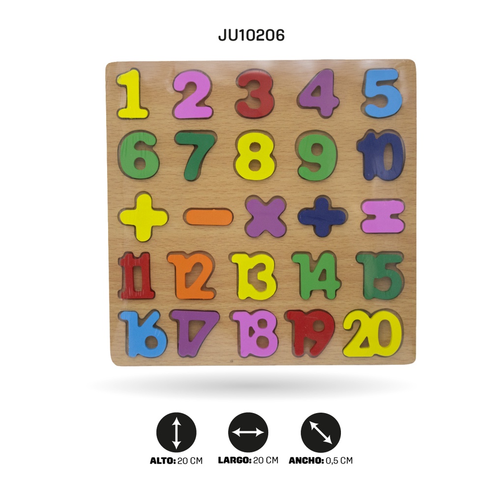 TABLERO MATEMATICO EN MADERA CON NUMEROS Y SIMBOLOS [1970-55]