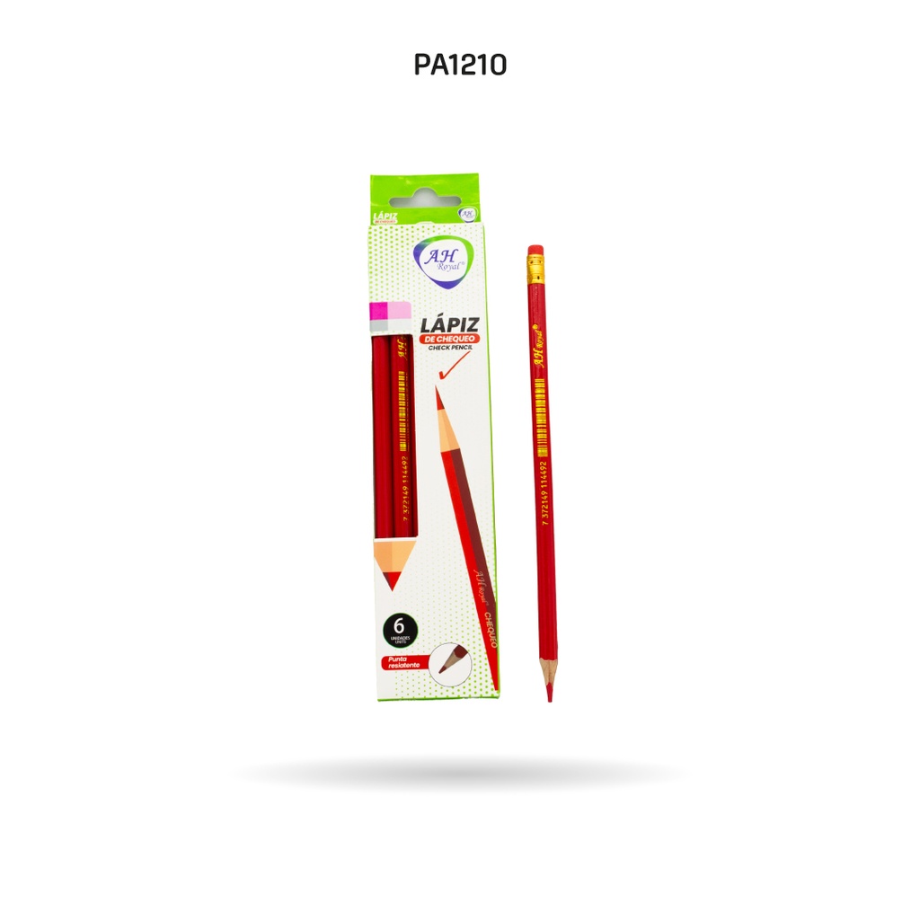 LAPIZ AH ROYAL ROJO DE CHEQUEO MADERA  DISPLAY X6 UND [PAC3629-1210]