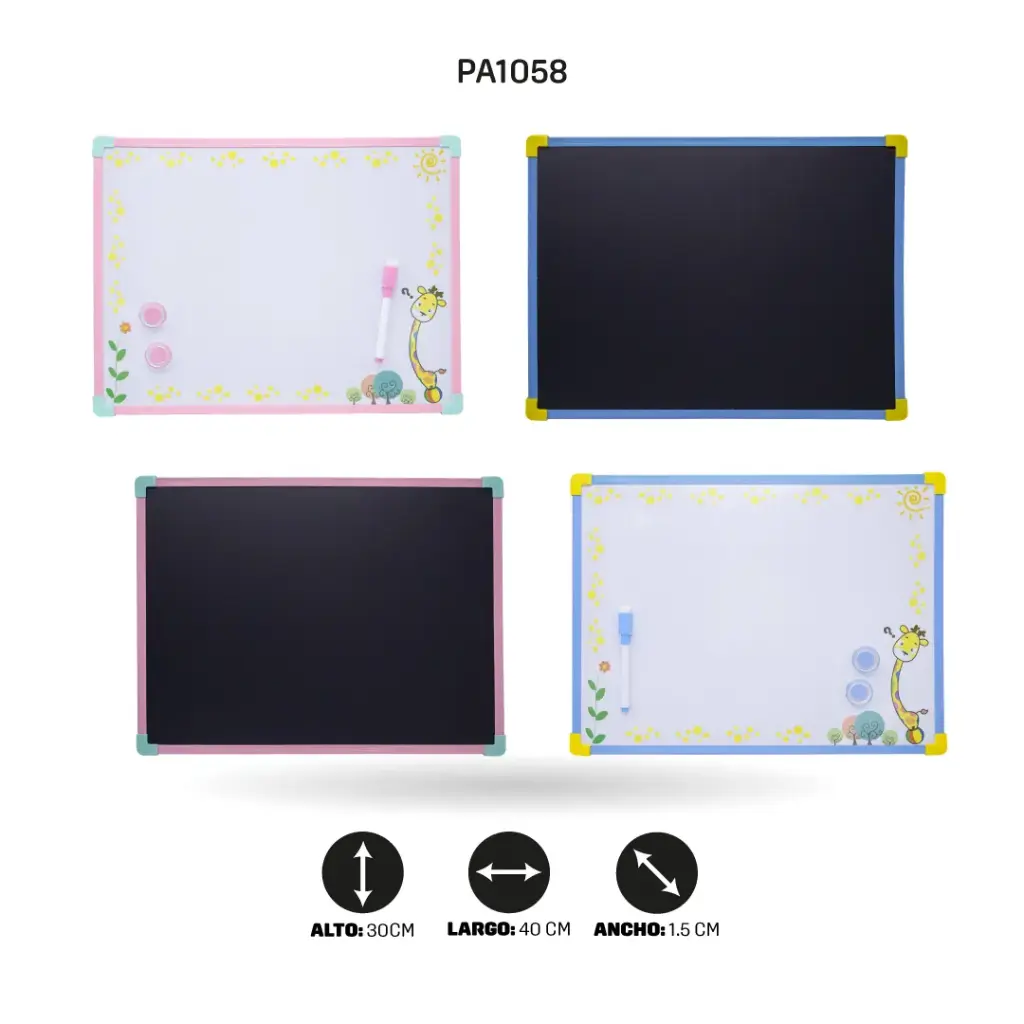 TABLERO DOBLE LADO ACRILICO Y TIZA  MEDIDA 30CM X 40CM [PAC3303]