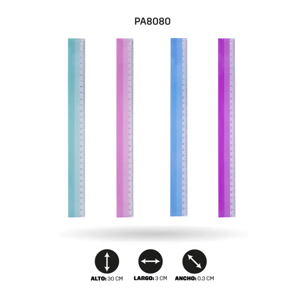 REGLA AH ROYAL PLASTICA IMPRESA COLORES PASTEL 30CM [PAC3292]