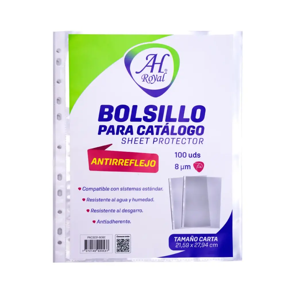 BOLSILLO CATALOGO AH ROYAL CARTA  TRANSPARENTE 80 µm  X 100 [PAC3231]