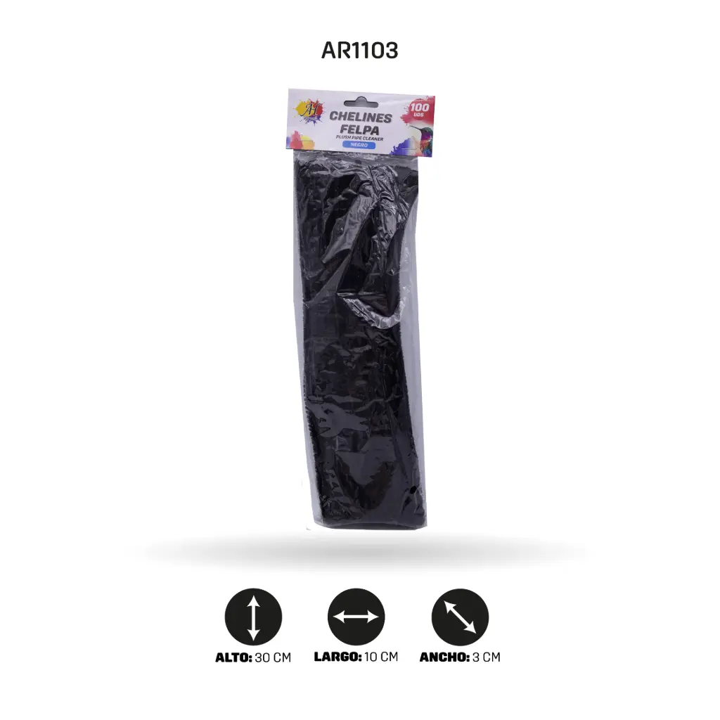 CHELINES DE FELPA AH ROYAL BOLSA X 100 UND - NEGRO [PAC3614]