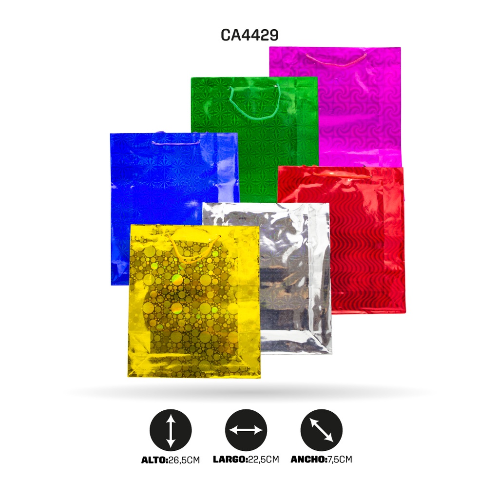 BOLSA DE REGALO HOLOGRAMADA N°3 GRUESA X 12 UNIDADES [PAC70494-4429]