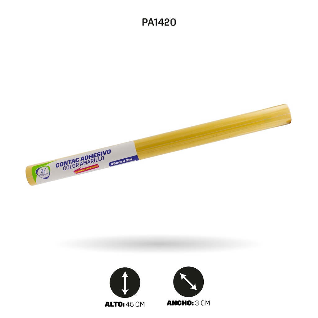 PAPEL CONTAC AHROYAL AMARILLO DE 3 mts x 45cms [PAC3698]