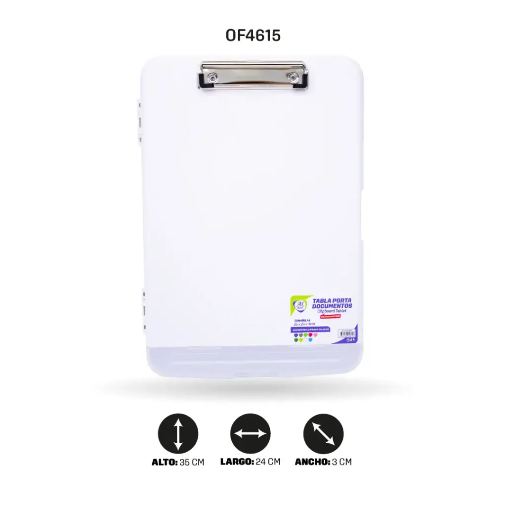 TABLA AH ROYAL PORTA DOCUMENTOS Y PORTA LAPICERO A4 COLOR BLANCO [PAC5476-4615]