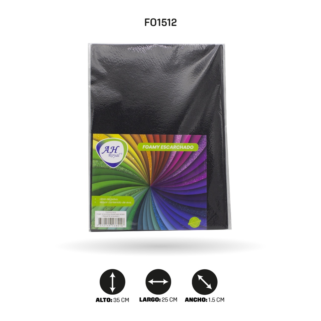 FOAMY 1/8  AH ROYAL ESCARCHADO NEGRO X10 UND  [FO1512]