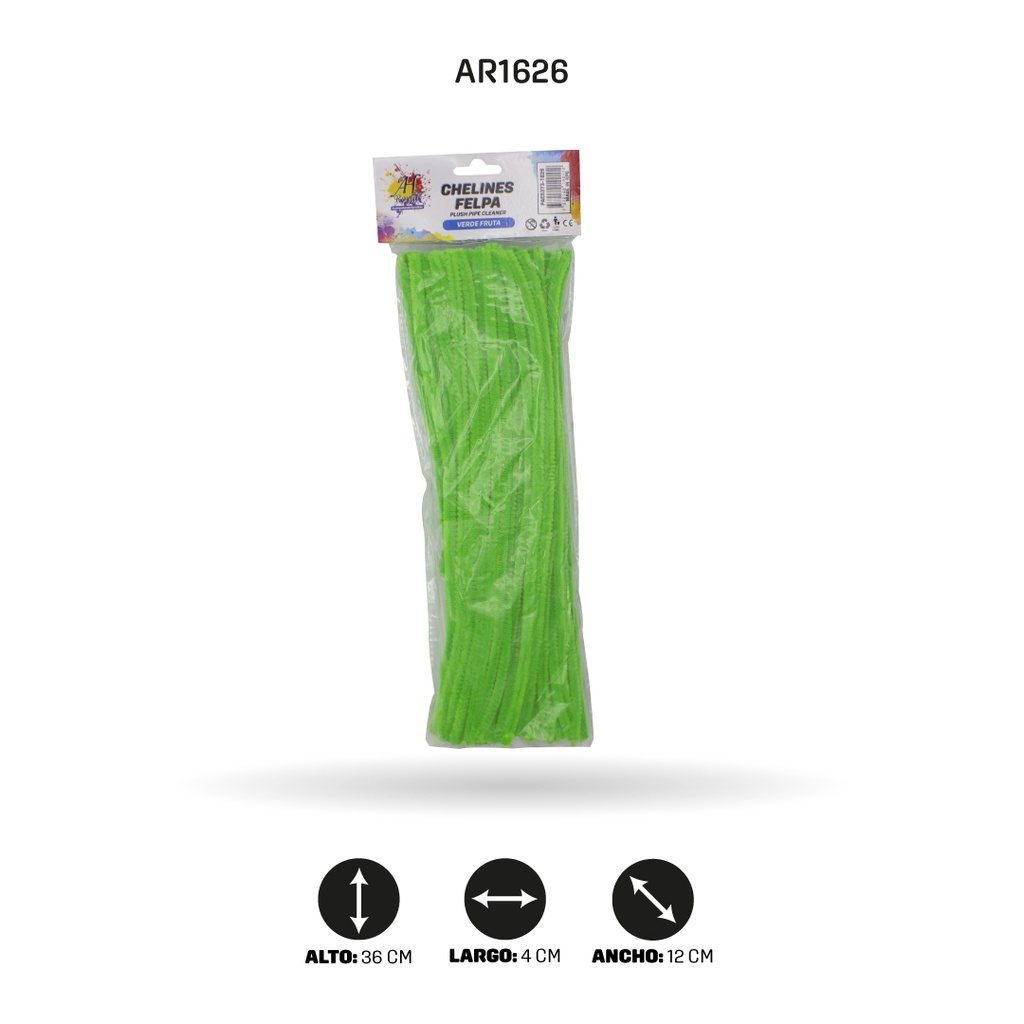 CHELINES FELPA COLOR VERDE FRUTA BOLSA X 100 A035 [PAC5373]