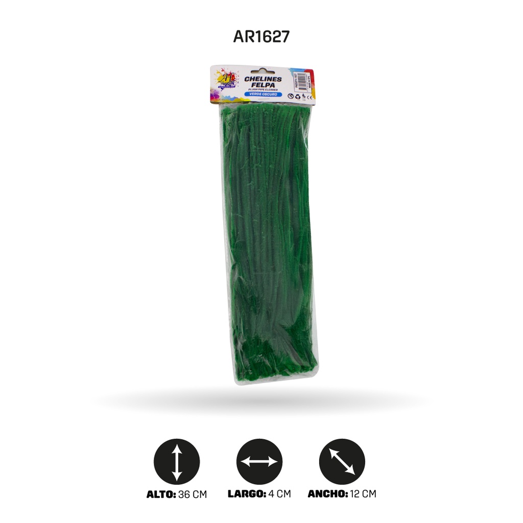 CHELINES DE FELPA COLOR VERDE OSCURO A036BOLSA X100 [PAC5374]