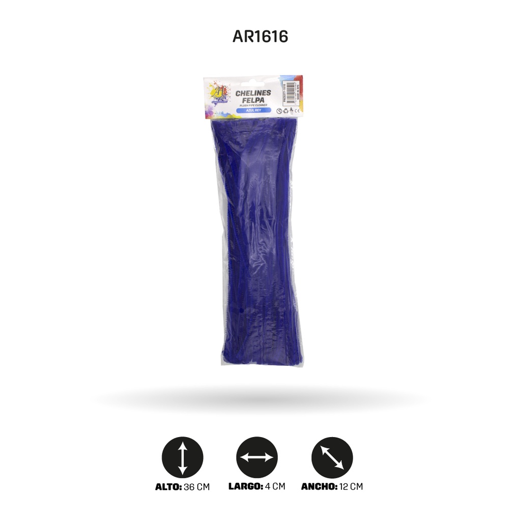 CHELINES DE FELPA BOLSA X 100 - AZUL REY  A044 [PAC5377]