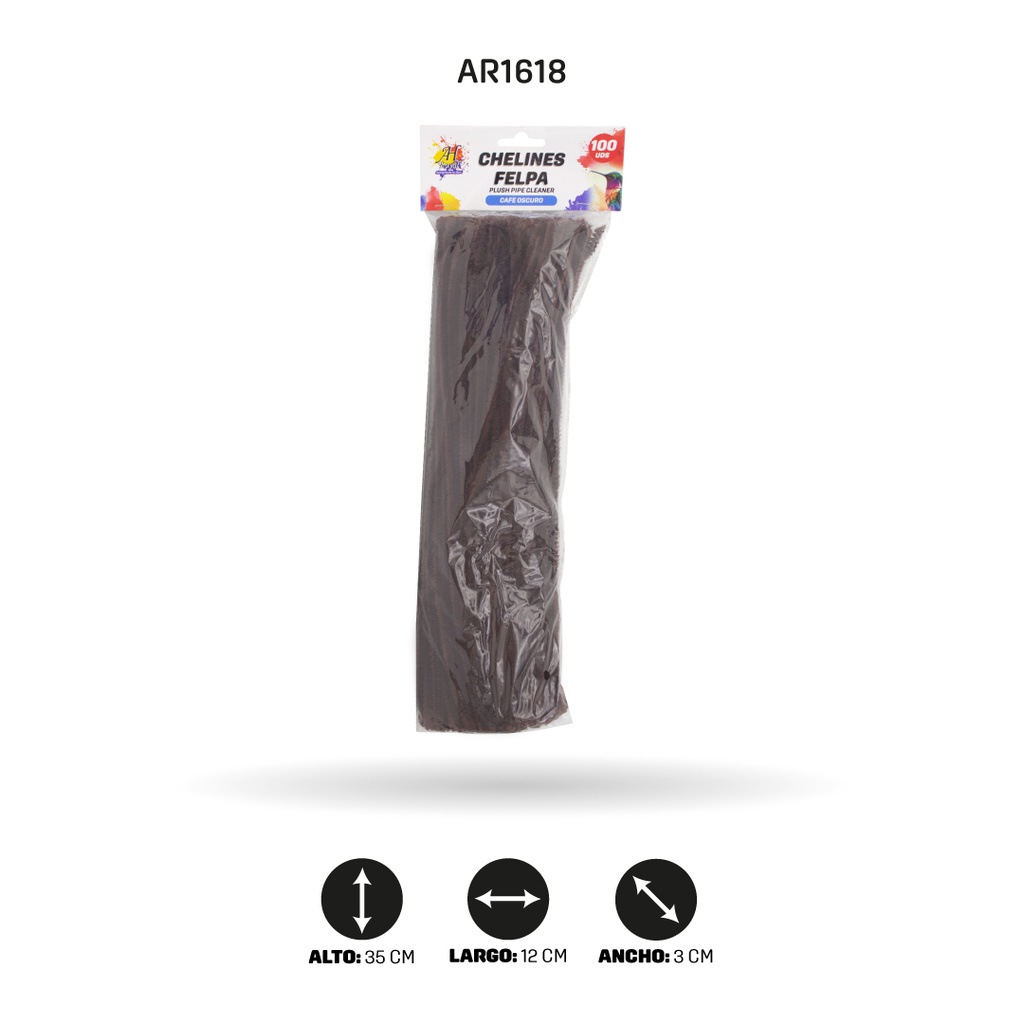 CHELINES DE FELPA COLORES CAFE OSCURO A046BOLSA X 100 [PAC5379]