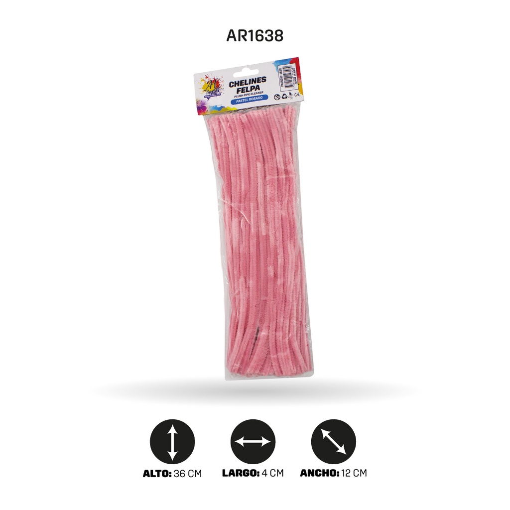 CHELINES DE FELPA BOLSA X 100 - ROSADO CLARO [PAC5387]
