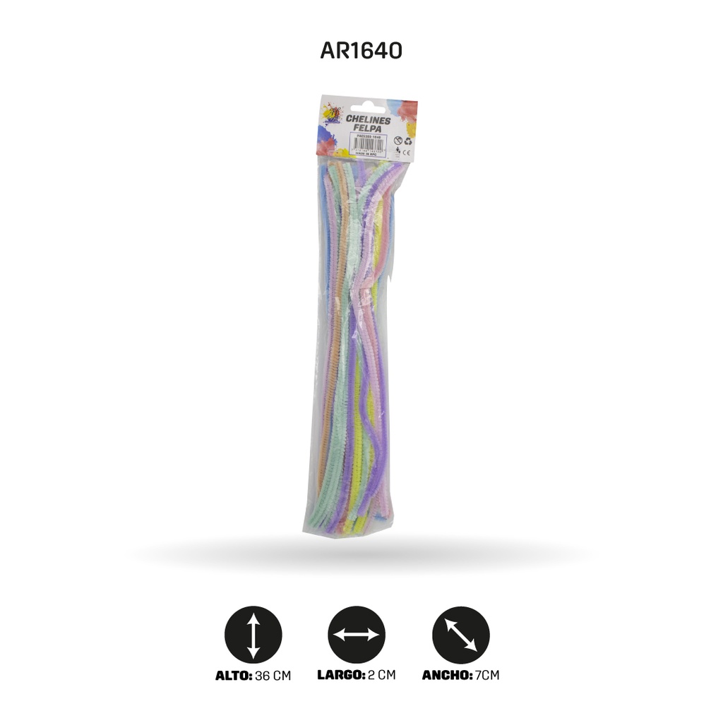 CHELINES DE FELPA AH ROYAL BOLSA X 30 UND - COLORES PASTEL SURTIDOS  [PAC5389]
