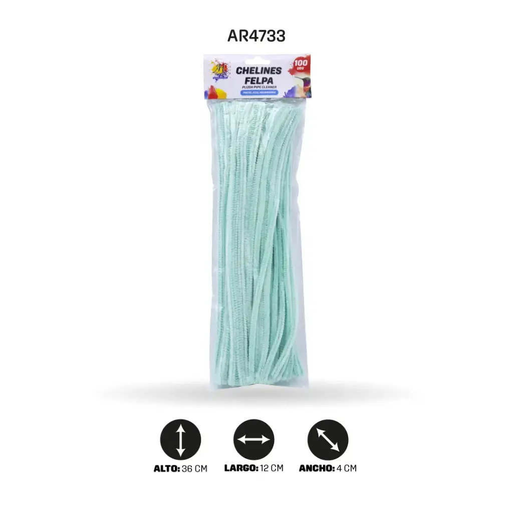CHELINES DE FELPA COLOR PASTEL AZUL AGUAMARINA100pcs [PAC4325-1611]