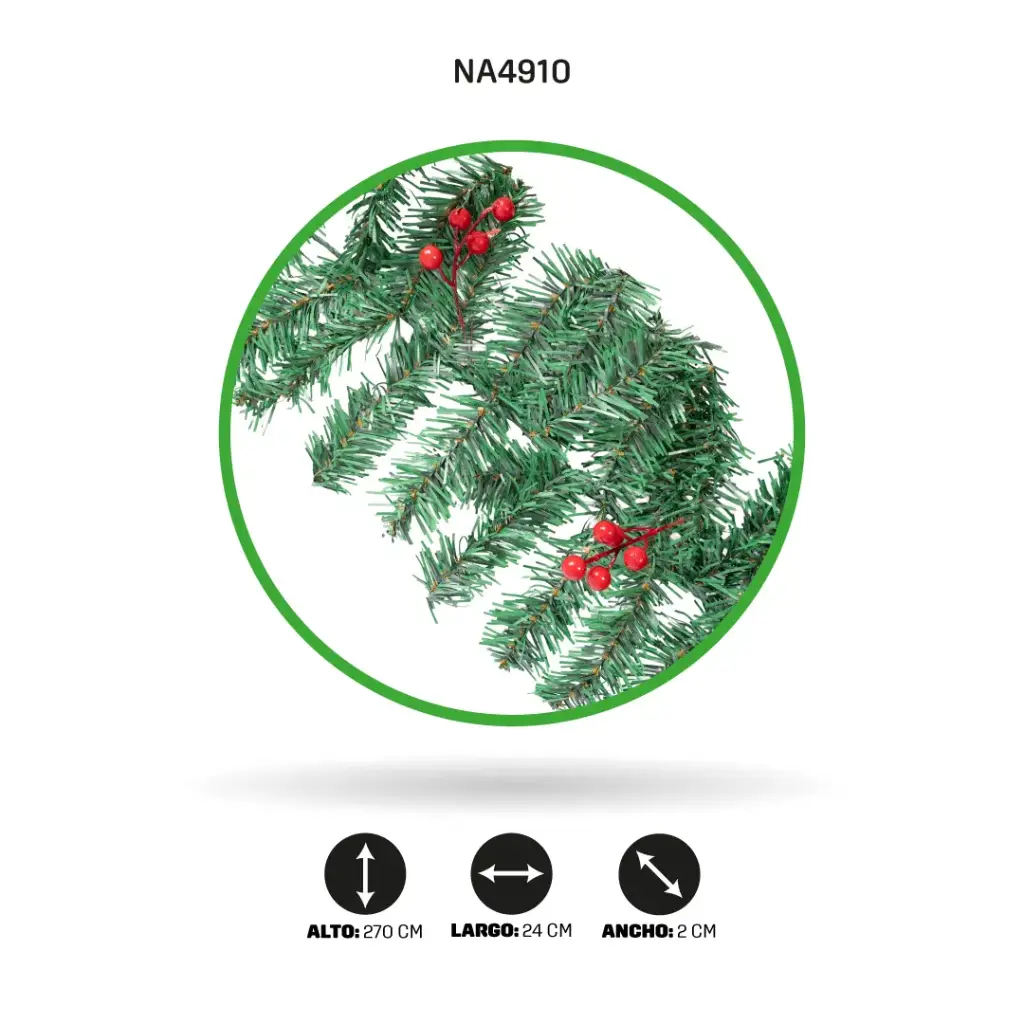 GUIRNALDA DE NAVIDAD CON CEREZOS 270cm - 24cm - 160 PIN [PAC5244]