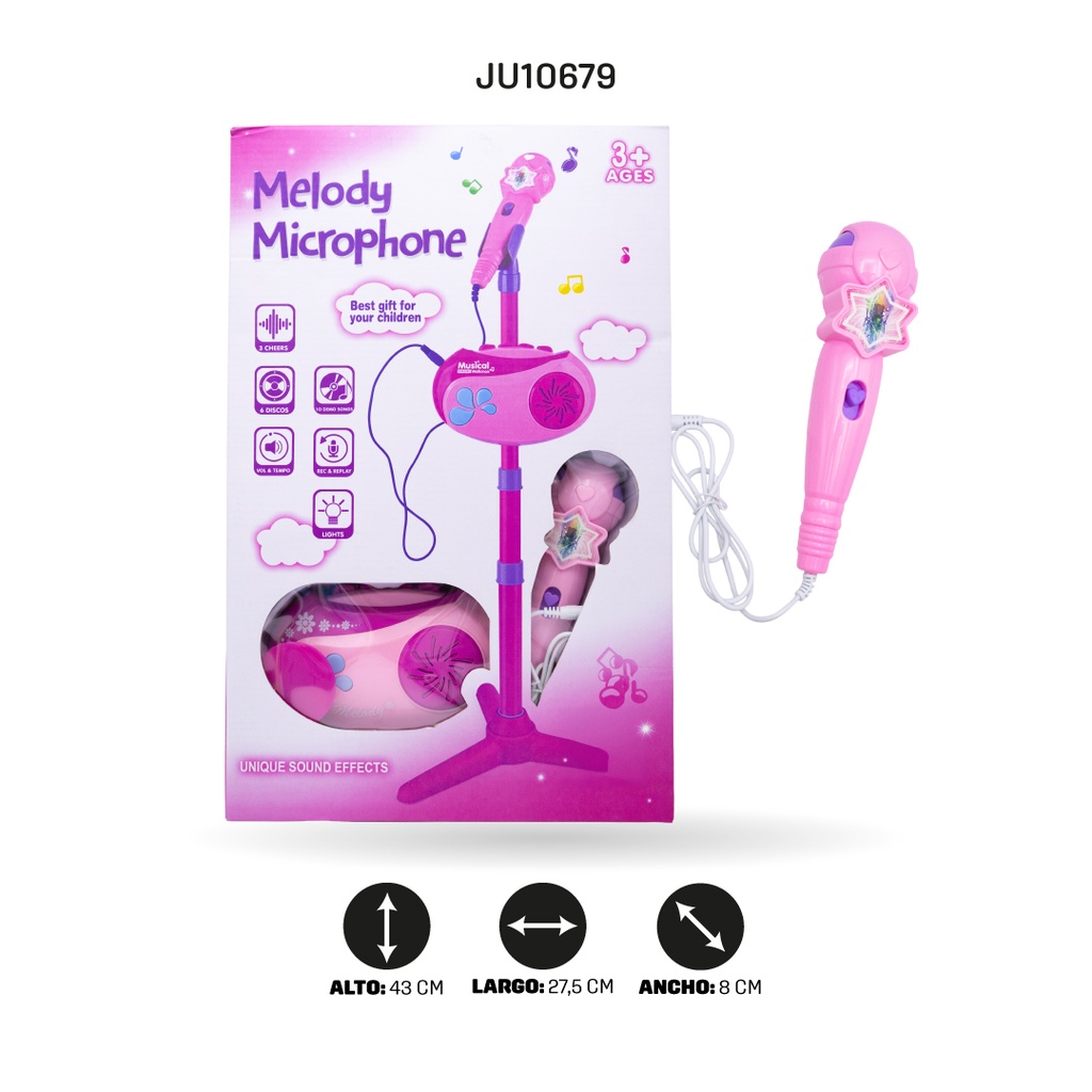 MICRÓFONO CON LUCES Y SONIDO [MTK027-B/G]